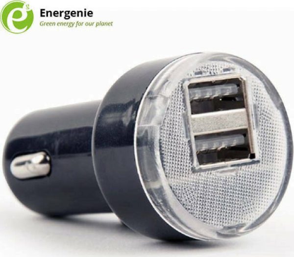 Energenie Φορτιστής Αυτοκινήτου 2.1A με Θύρες: 2xUSB Μαύρο Χρώμα EG-U2C2A-CAR-02