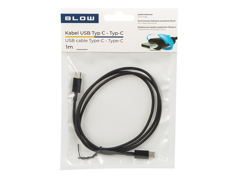 Blow USB 2.0 Cable USB-C male - USB-C Μαύρο 1m 66-149