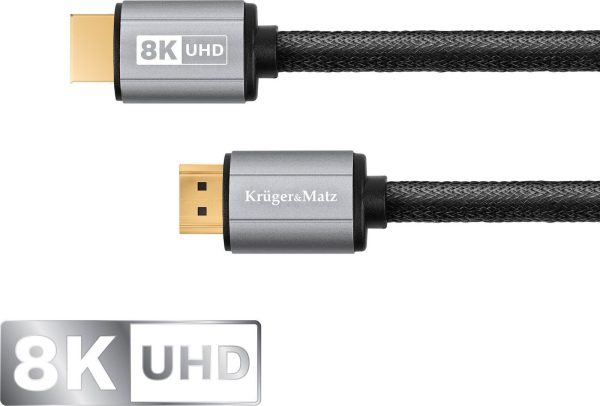 Kruger & Matz HDMI 2.0 Premium High Speed 4K 60Hz HDR Cable HDMI male - HDMI male 1.8m Μαύρο KM1204