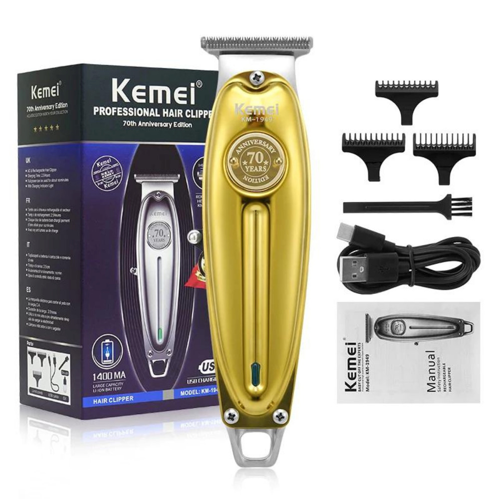 Kemei Επαγγελματική Επαναφορτιζόμενη Κουρευτική Μηχανή Χρυσή KM-1949 - Image 9